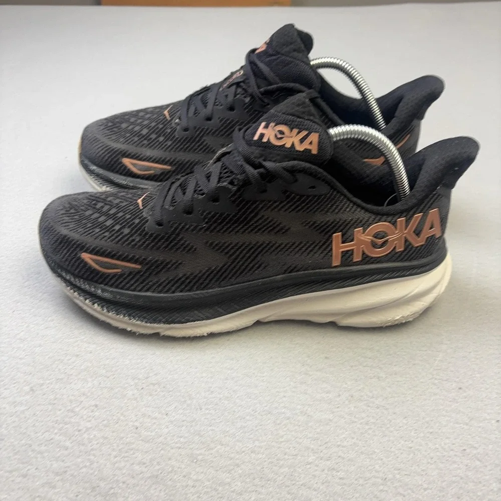 Hoka One One Clifton 9 Shoes Womens Size 11 Black Running Sneakers 1127896 BRGL